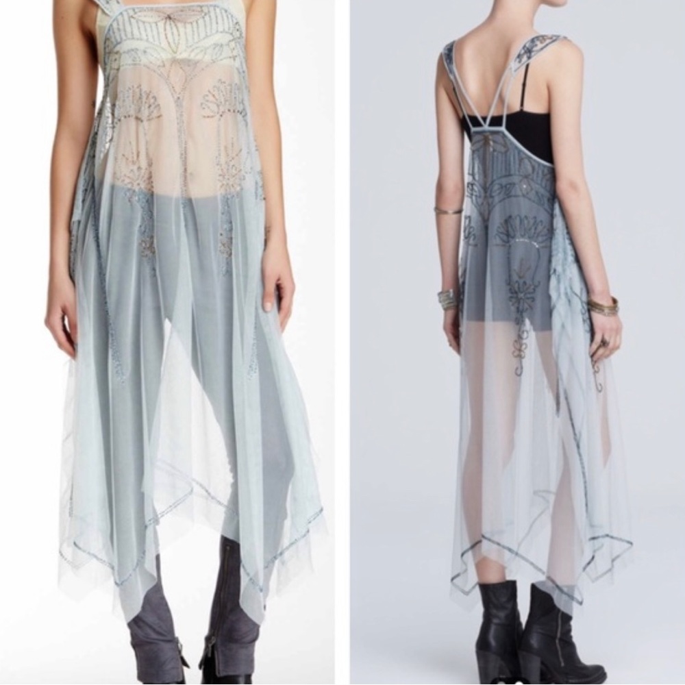 Free people sheer embellished dress. Large